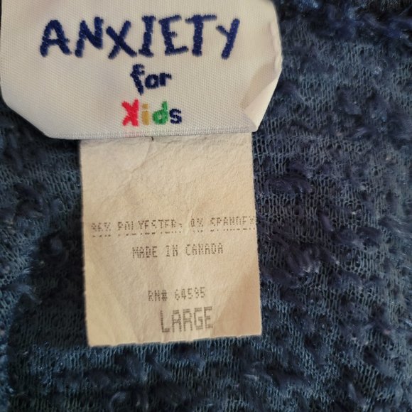 Anxiety For Kids Girls Navy Blue Short sleeve Sweater Top Size Large - Picture 3 of 4